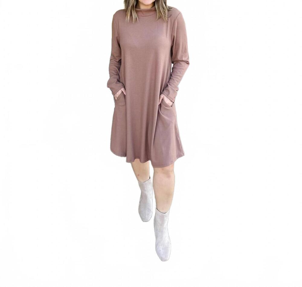 NEW MITTOSHOP mock neck sweater midi dress in mocha